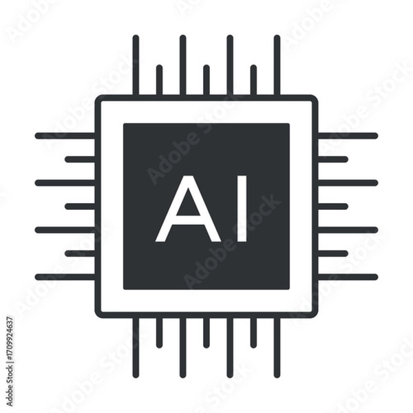 Fototapeta Abstract ai microchip design with circuitry elements