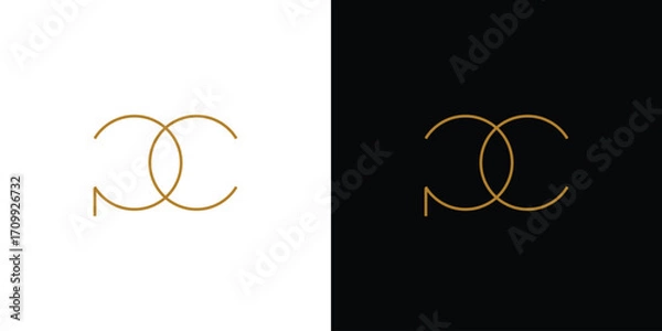 Fototapeta Modern and luxurious PC letter initial logo design