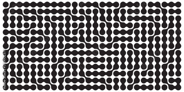 Fototapeta Metaball black and white Vector Background. Liquid morphing connected blobs template. Organic tech geometric backdrop.