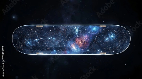 Obraz Transparent Glass Skateboard with Tiny Galaxies Inside
