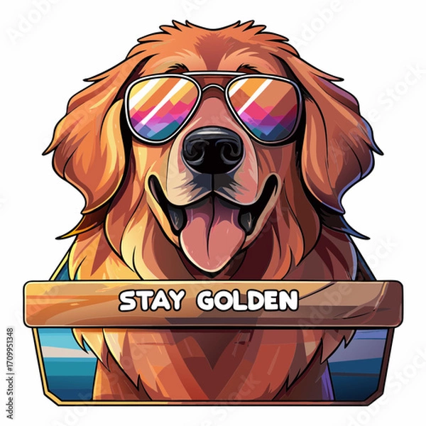 Fototapeta logo con un cane che indossa occhiali da sole 03