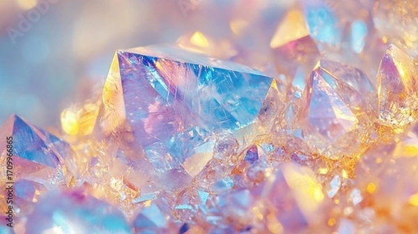 Obraz Closeup of sparkling amethyst and citrine crystal cluster