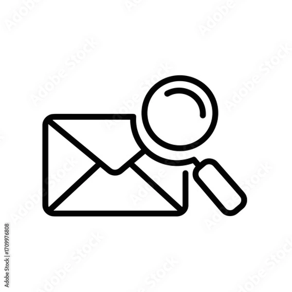 Fototapeta Mail envelope with magnifying glass isolated on transparent background