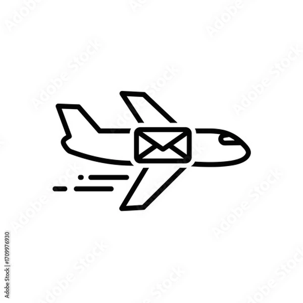 Fototapeta Airplane with mail envelope isolated on transparent background