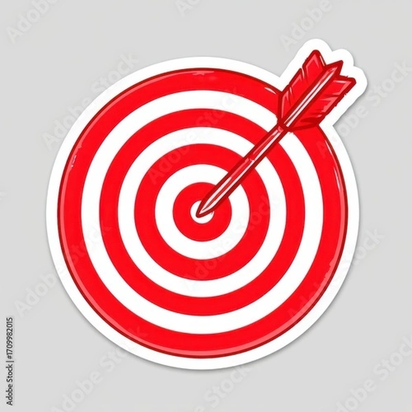 Fototapeta Red Target with Arrow Hitting Bullseye