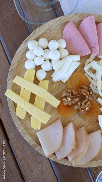 Obraz Assorted Cheese Platter on Breakfast Table