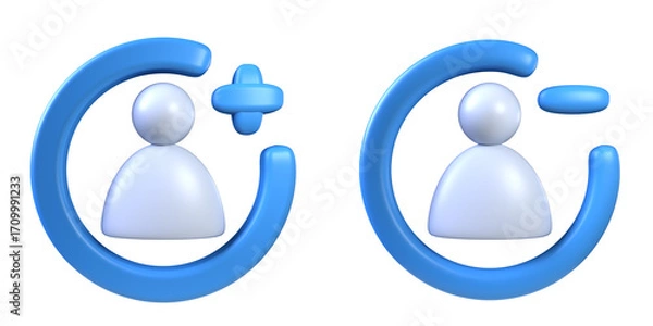 Obraz Set of user icon circle shape Add and remove concept 3D