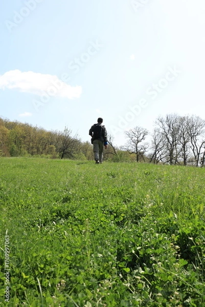 Obraz Person Walking Through Grassy Forest Path