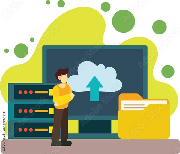 Obraz Cloud data upload illustration. Cloud Computing Illustration