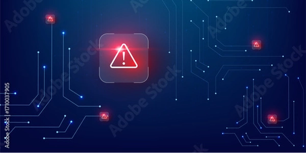 Obraz scam alert denger blue circuit background