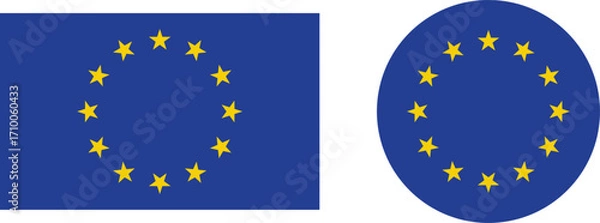 Obraz Flag of Europe, European Union. EU flag icon. Vector of amazing European Union flag.
