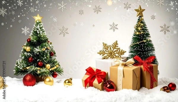 Obraz Festive Christmas scene with snow