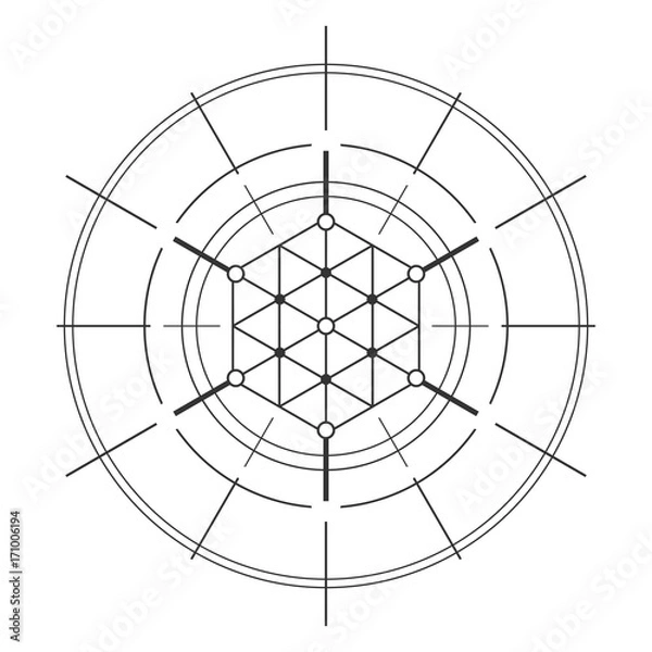 Fototapeta Sacred geometry element. Hexagonal element.