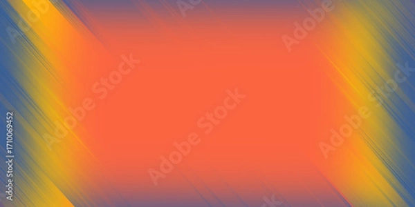 Fototapeta Minimal abstract gradient design with balanced diagonal textures in orange, yellow, and blue for modern digital art