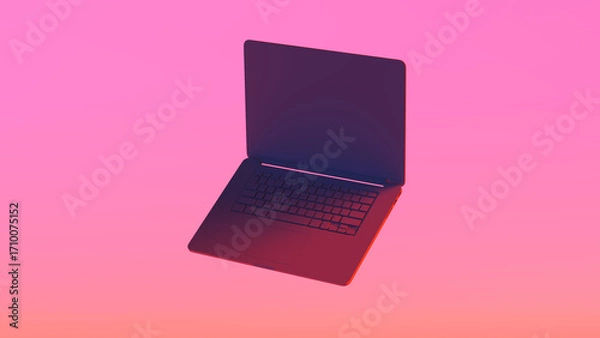 Obraz Dark Laptop Pink Gradient Background 3d illustration