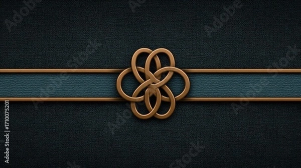 Fototapeta Stylized design featuring a bronze knot on a dark textured background, creating an elegant and sophisticated aesthetic.