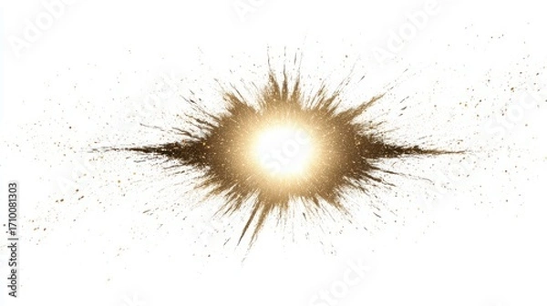Fototapeta A radiant golden explosion of light and particles, creating a dynamic and energetic visual effect.