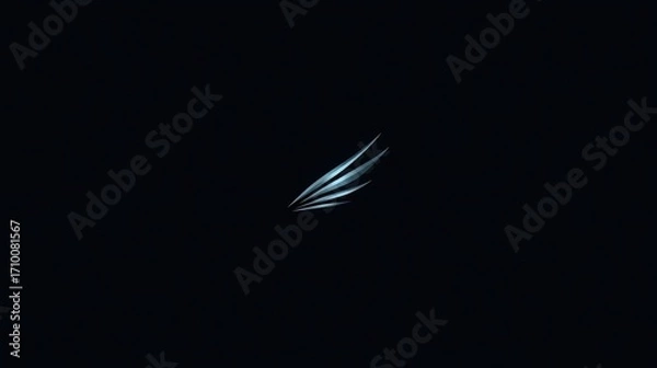 Fototapeta Stylized abstract design featuring blue wings on a dark background, conveying a sense of freedom and elegance.