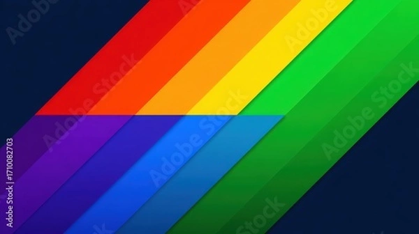 Fototapeta Vibrant rainbow stripes in a dynamic diagonal pattern create a colorful visual impact.