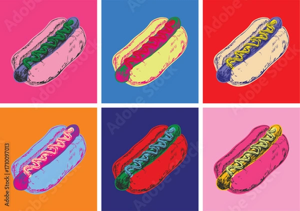 Obraz Hotdog Vector Illustration Pop Art Style Hotdog Vector Illustration Pop Art Style