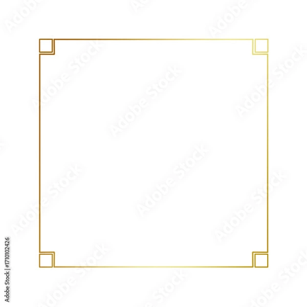 Obraz Gold gradient thin line square frame element..