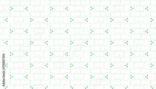 Fototapeta Repeating Pattern of Green Dots on Stylized Brick Outline Background Keywords: pattern, green dots, outline, brick