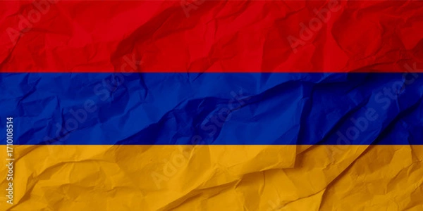 Fototapeta White Crumpled Paper Texture Background Generative Ai Armenia  Flag