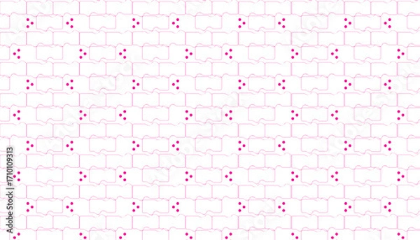 Fototapeta Repeating Pattern of Pink Dots on Stylized Brick Outline Background Keywords: pattern, pink dots, outline, brick