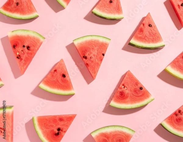 Obraz Watermelon slices on pink background