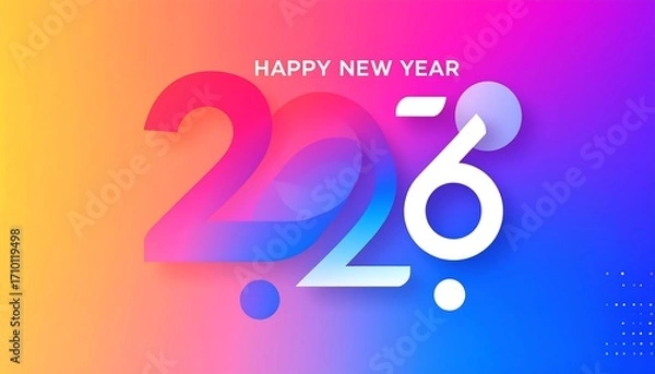 Fototapeta Colorful 2026 New Year Greeting With Modern Abstract Design.AI Generated Illustration
