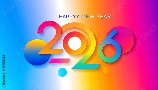 Fototapeta Colorful 2026 New Year Greeting With Modern Abstract Design.AI Generated Illustration