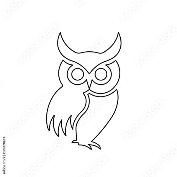 Fototapeta A large black outline owl symbol on the center. Illustration on transparent background