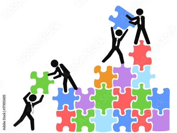 Obraz business teams work with jigsaw puzzles