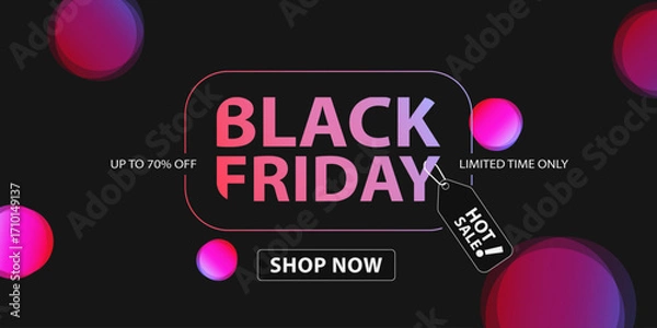 Obraz Banner for Black Friday. Modern minimal text symbol of Black Friday. Design template for Black Friday sale, promotion, advertising and social media ad