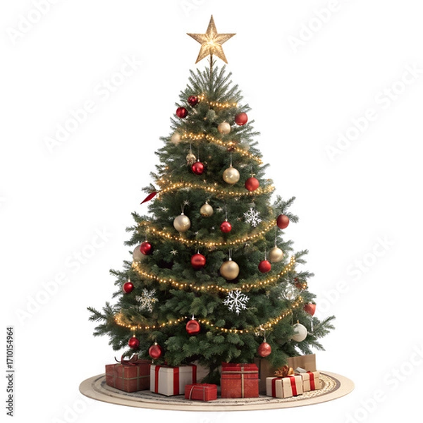 Fototapeta christmas tree isolated on white background