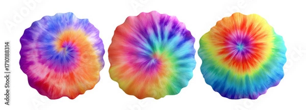 Obraz Colorful Tie-Dye Patterns on Transparent Background for Creative Projects