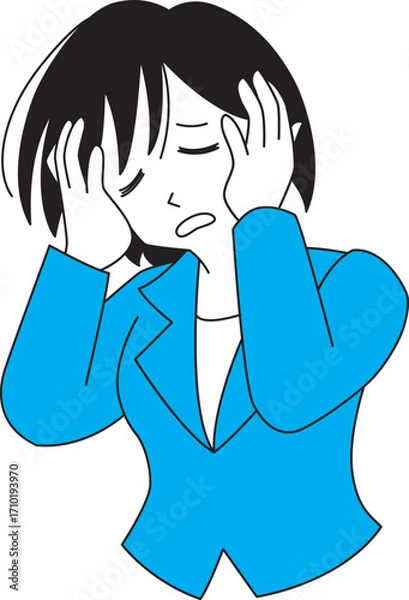 Fototapeta 頭を抱えるスーツ姿の女性