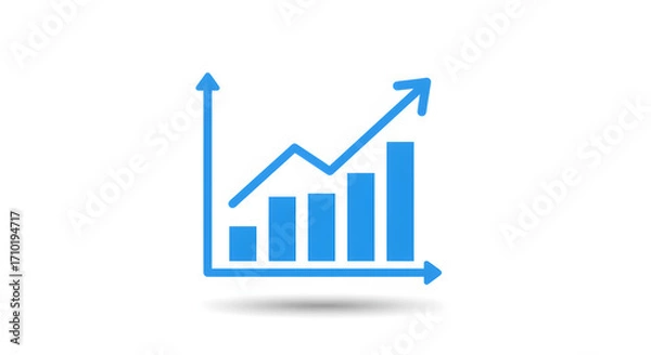 Fototapeta A blue icon of a graph chart for digital design, illustration, visual communication, or stock photography