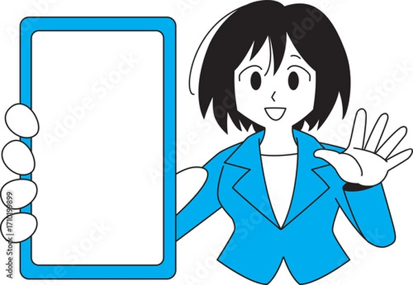 Obraz スマホを持ったスーツ姿の女性