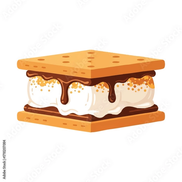 Fototapeta classic s'more dessert graham cracker chocolate marshmallow