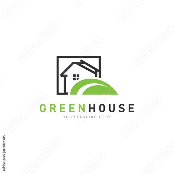 Fototapeta Eco home leaf logo design business concept with flat style element