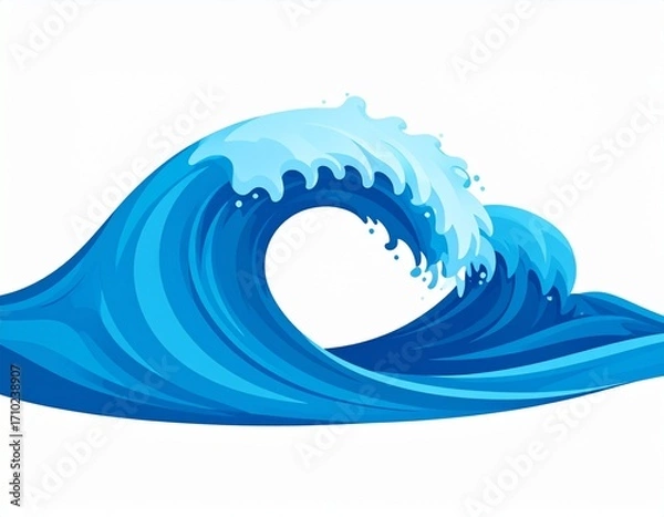 Fototapeta Captivating Blue Wave Illustration A Graphic Depiction of Oceanic Power and Movement