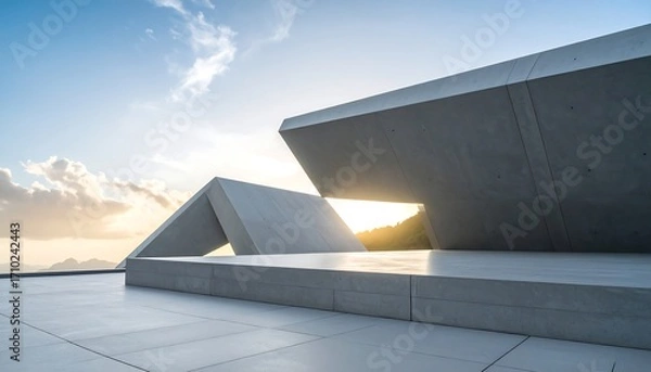 Obraz Modern concrete architectural structure at sunset