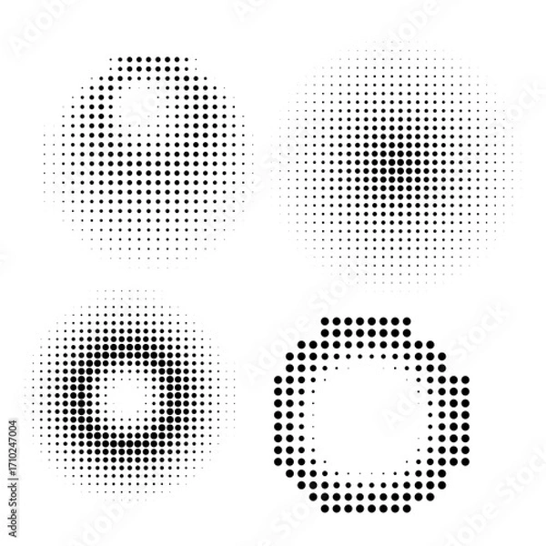 Fototapeta Halftone Dot Shapes, Circle design elements, Halftone gradient. Dotted gradient, smooth dots Vector format