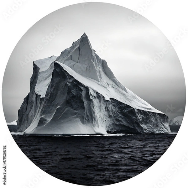 Fototapeta Majestic iceberg rises from dark ocean waters under cloudy sky