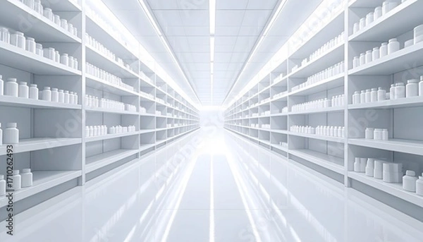 Obraz Empty white pharmacy interior