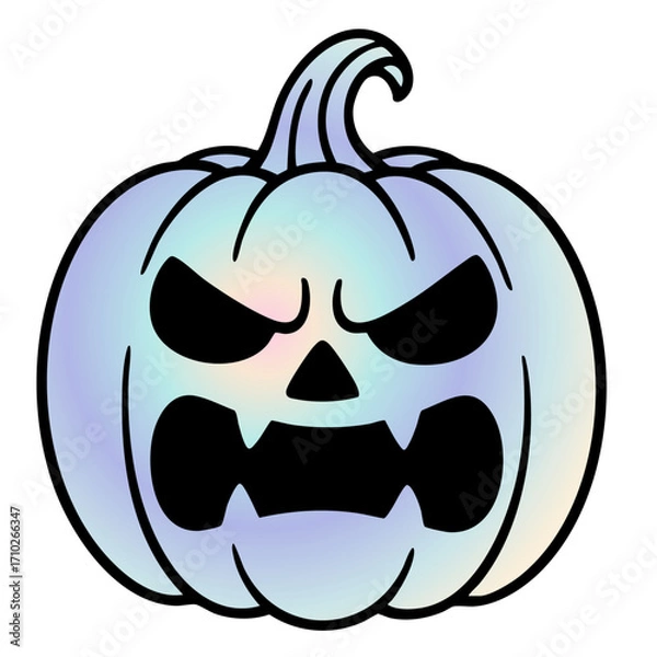 Obraz Holographic Pumpkin Icon with Angry Face Isolated on Background
