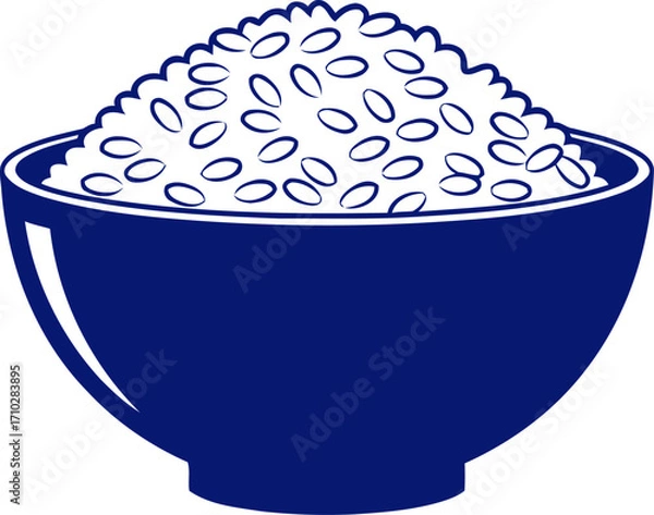 Fototapeta a bowl of simple pleasures icon of cooked rice, isolated on transparent background
