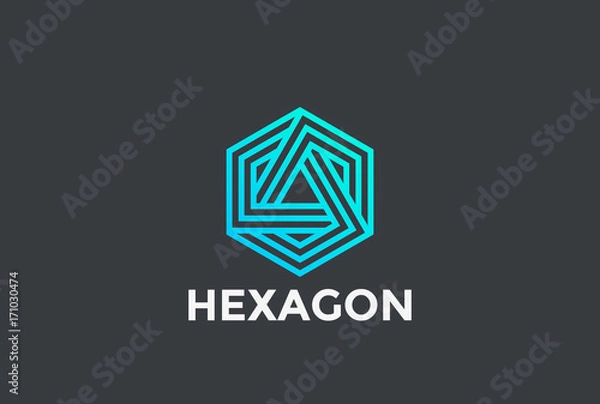 Fototapeta Hexagon Triangle Logo looped infinity vector Linear Corporate