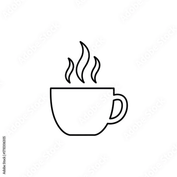 Fototapeta Line art icon of a steaming hot cup, representing a warm beverage.